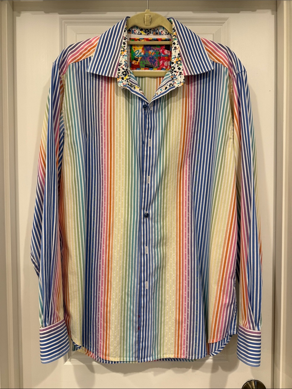Robert Graham Multicolor Striped Button-Down Shirt - Blue, Yellow, Pink